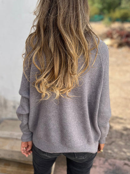 🎄Christmas Sale🔥 Casual Solid Color Long Sleeve Knit Zipper Sweater
