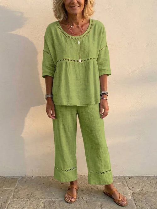 Clearance Sale🔥 Women's Vintage Casual Loose-Fit Linen Two-Piece Set