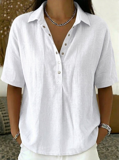 New Arrivals🔥 Women’s Casual Loose Linen Polo Blouse Shirt