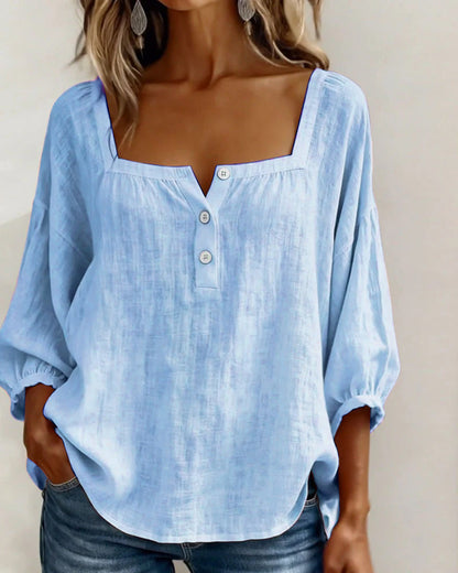 New Arrivals🌸Square Neck Half Button Blouse