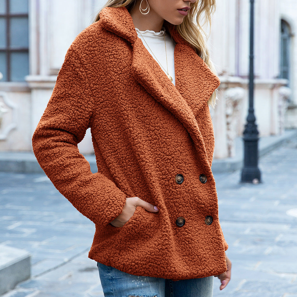 🎄Christmas Sale🔥Loose Lapel Winter Button Jacket Cardigant Fluffy Coat - 51% OFF