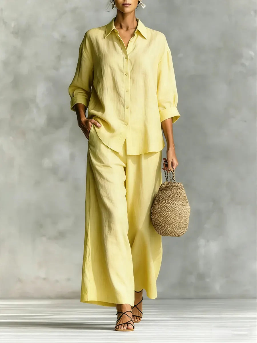 New Arrivals🔥Women's Lapel Casual Button-up Loose Cotton Linen Set