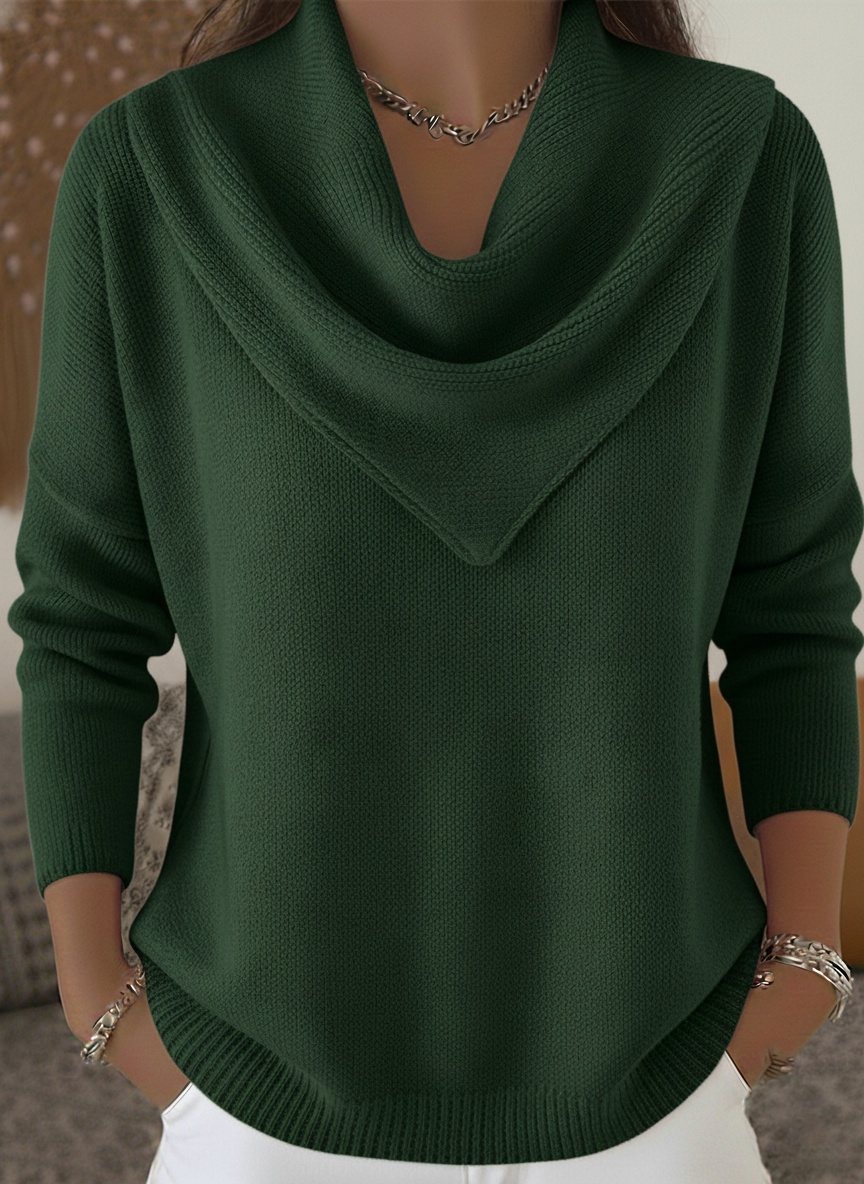 🎄 CLEARANCE SALE🔥 Elegant Retro Soft Triangle Neck Solid Color Sweater Top