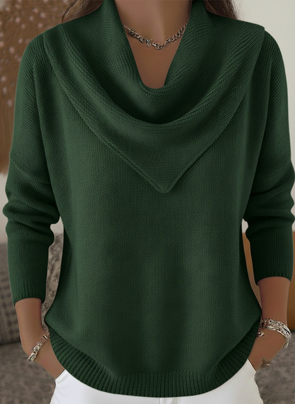 🎄 CLEARANCE SALE🔥 Elegant Retro Soft Triangle Neck Solid Color Sweater Top