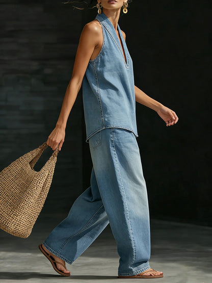 New Arrivals🔥 Women's Cozy Minimalist Two-piece Denim Set