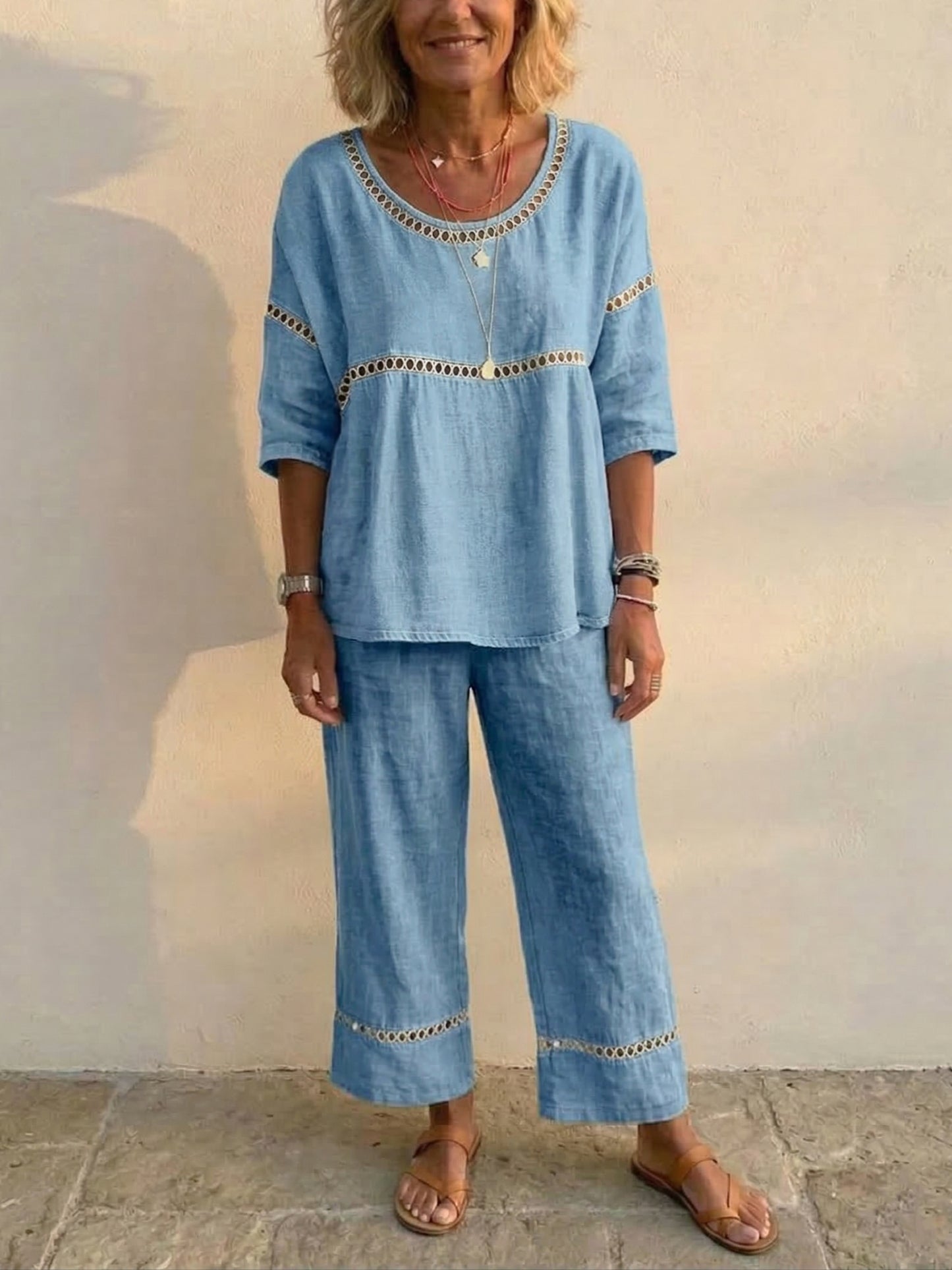 Clearance Sale🔥 Women's Vintage Casual Loose-Fit Linen Two-Piece Set