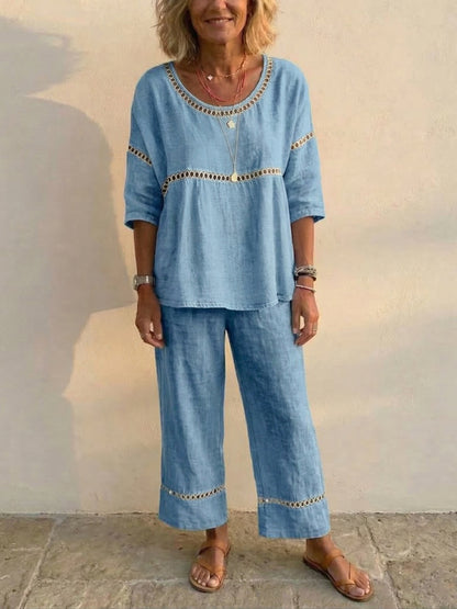 Clearance Sale🔥 Women's Vintage Casual Loose-Fit Linen Two-Piece Set