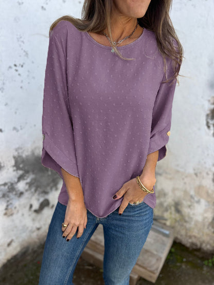 🎄Christmas Sale🔥 Round Neck Embroidered Large Cuffs Casual Shirt
