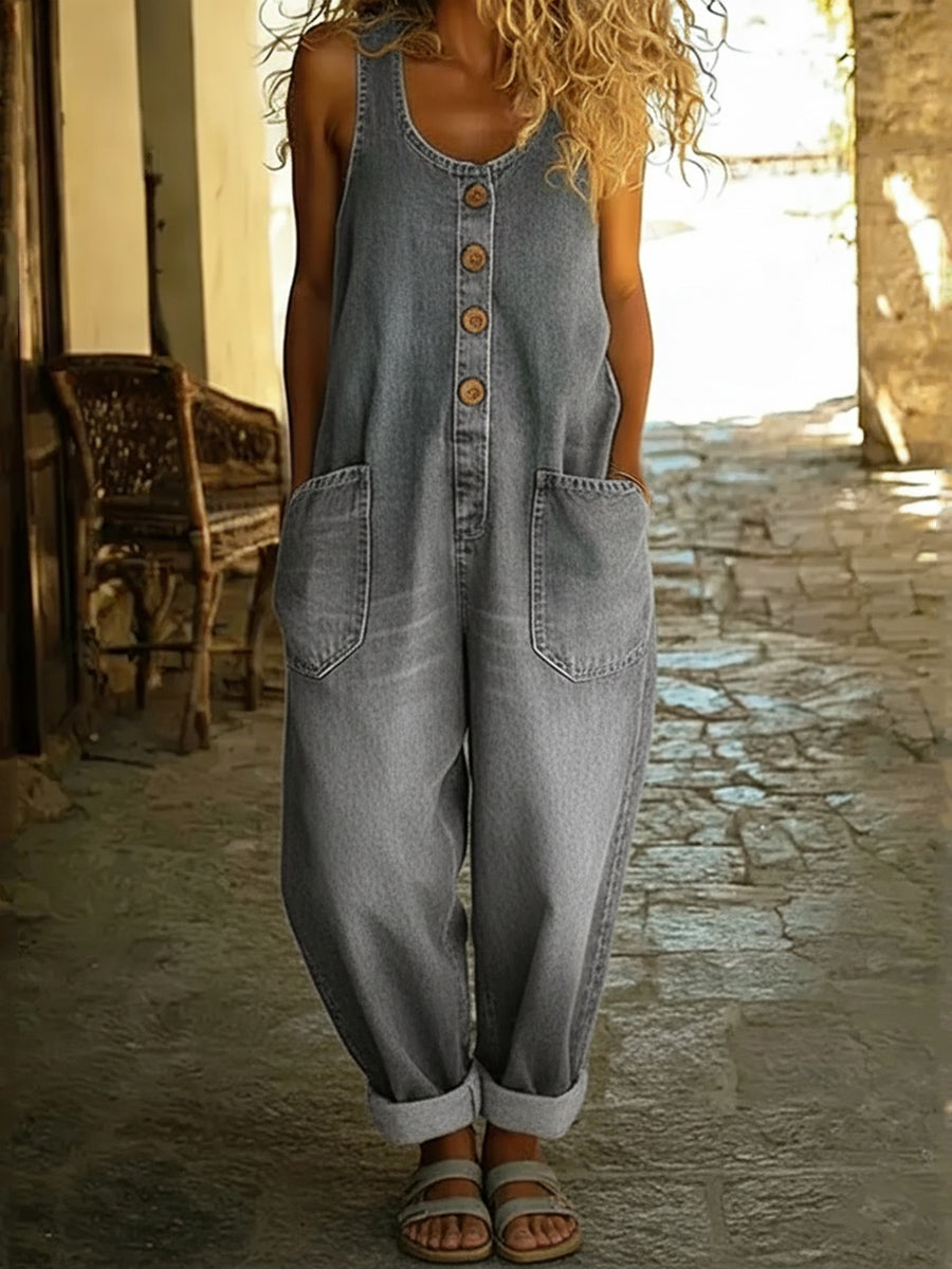 CLEARANCE SALE🔥 Women's Casual Cotton Vest and Denim Jumpsuit