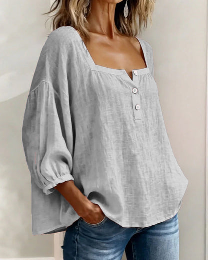 New Arrivals🌸Square Neck Half Button Blouse