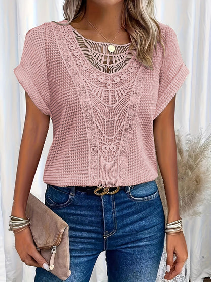 New Arrivals🔥Women's Casual Lace Patchwork Loose Knit Top