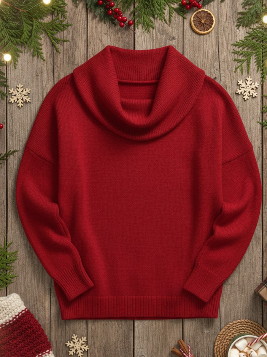 Women's Soft and Elegant Solid Color Ruffled Collar Sweater Top