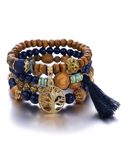 Boho Multi-layered Wooden Beaded Bracelet