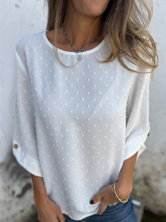 🎄Christmas Sale🔥 Round Neck Embroidered Large Cuffs Casual Shirt