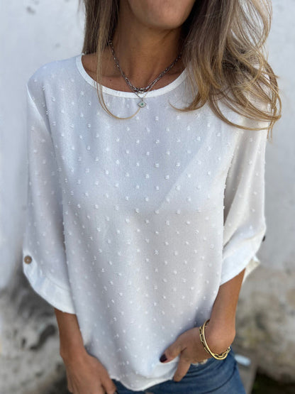 🎄Christmas Sale🔥 Round Neck Embroidered Large Cuffs Casual Shirt