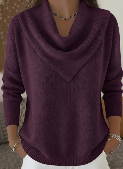 🎄 CLEARANCE SALE🔥 Elegant Retro Soft Triangle Neck Solid Color Sweater Top
