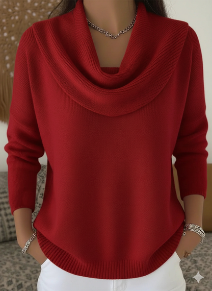Women's Soft and Elegant Solid Color Ruffled Collar Sweater Top