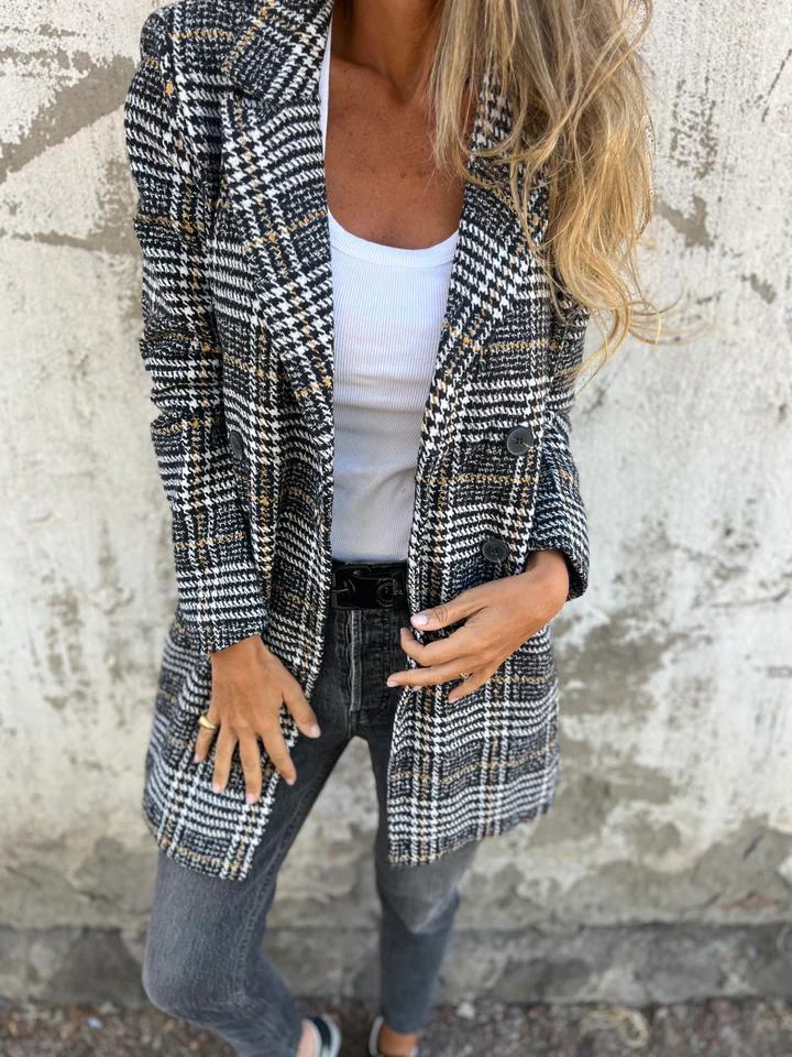 🎄Christmas Sale🔥 Plaid Lapel Blazer Coat