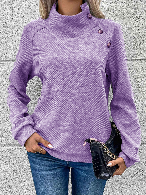 🎄Christmas Sale🔥Women's High Neck Special Button Designer Sweatshirt