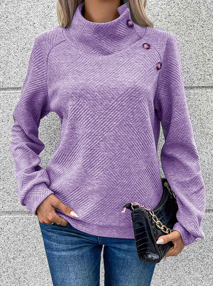 🎄Christmas Sale🔥Women's High Neck Special Button Designer Sweatshirt