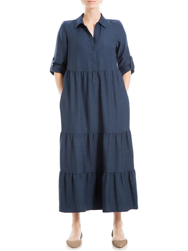 ⏰ LAST DAY SAVE 50% 💥Women's Tiered Long Sleeve Gauze Shirtdress