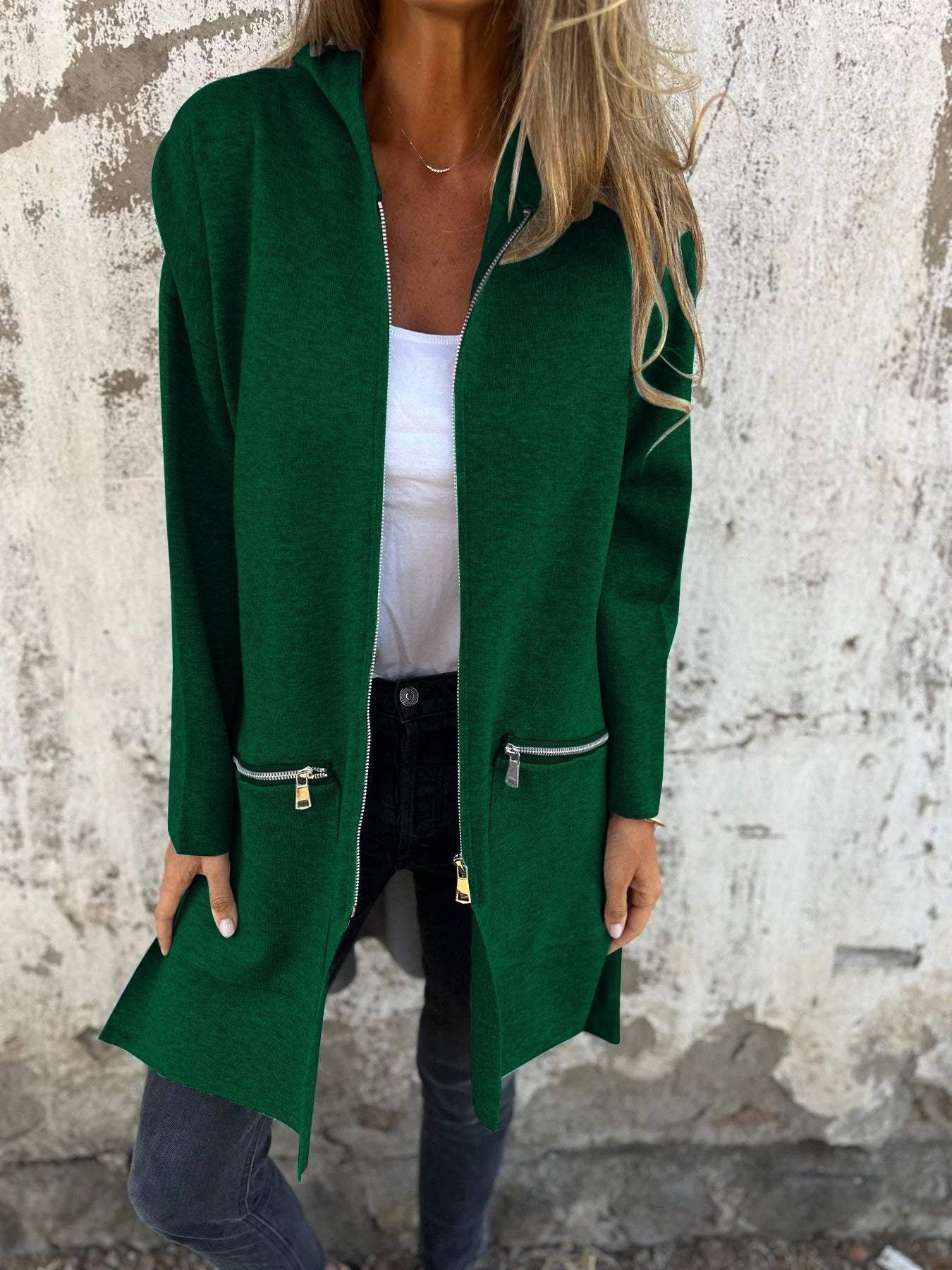 🎄Christmas Sale🔥 Zipper Long Sleeve Hooded Jacket