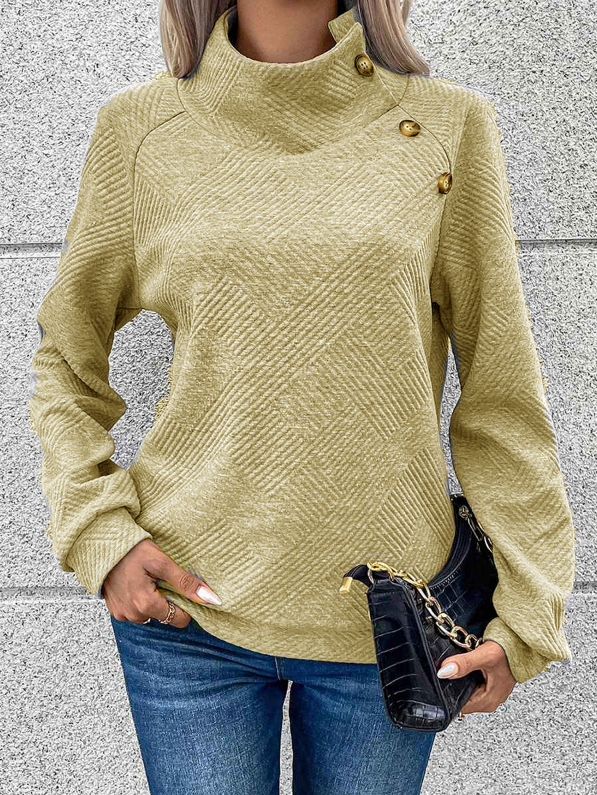 🎄Christmas Sale🔥Women's High Neck Special Button Designer Sweatshirt