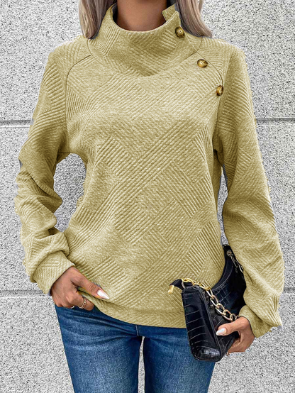 🎄Christmas Sale🔥Women's High Neck Special Button Designer Sweatshirt
