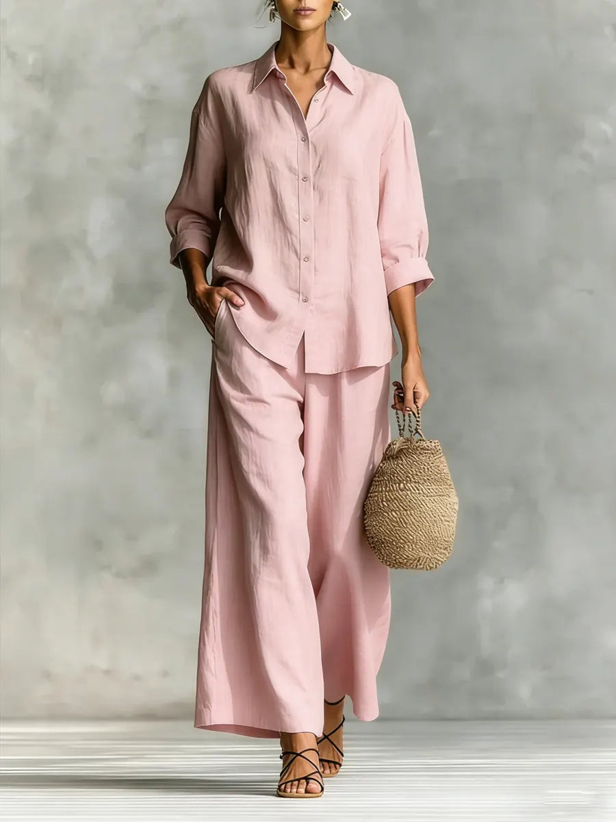 New Arrivals🔥Women's Lapel Casual Button-up Loose Cotton Linen Set