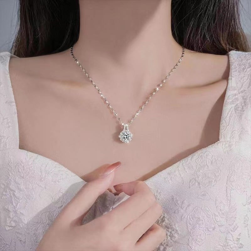 🔥🔥Titanium Steel Silver zircon Sunflower Pendant Necklace