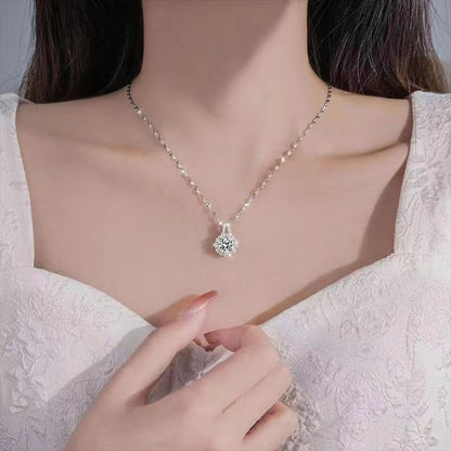🔥🔥Titanium Steel Silver zircon Sunflower Pendant Necklace