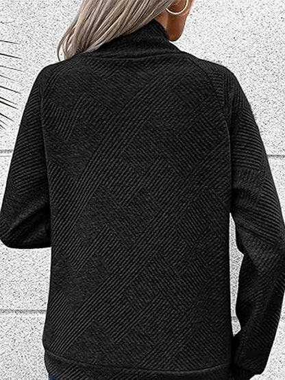 🎄Christmas Sale🔥Women's High Neck Special Button Designer Sweatshirt