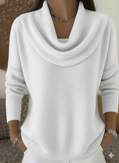 Women's Soft and Elegant Solid Color Ruffled Collar Sweater Top