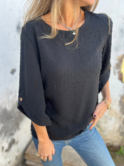 🎄Christmas Sale🔥 Round Neck Embroidered Large Cuffs Casual Shirt