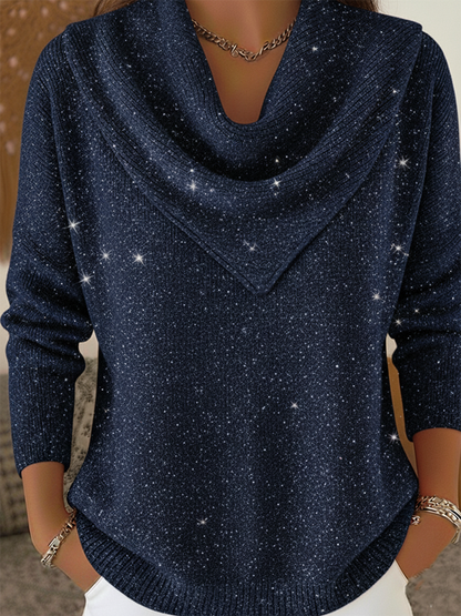 🎄 CLEARANCE SALE🔥 Vintage Soft Triangle Neck Sequined Shiny Sweater Top