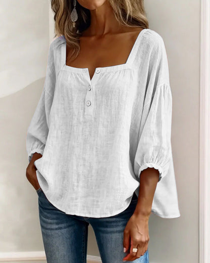 New Arrivals🌸Square Neck Half Button Blouse