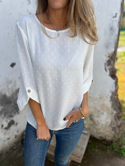 🎄Christmas Sale🔥 Round Neck Embroidered Large Cuffs Casual Shirt