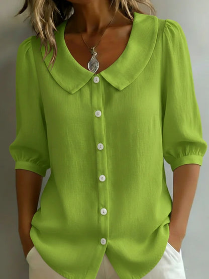 New Arrivals🔥 Women's Retro Peter Pan Collar Cotton Linen Shirt
