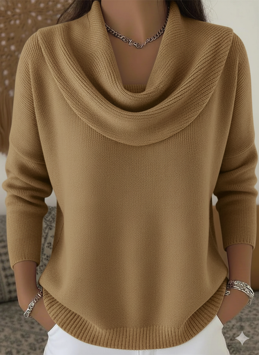 Women's Soft and Elegant Solid Color Ruffled Collar Sweater Top