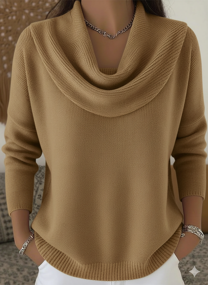 Women's Soft and Elegant Solid Color Ruffled Collar Sweater Top