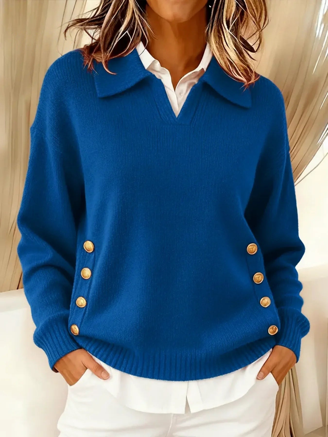 🎄 New Arrivals🔥Women's Comfortable Metal Buckle Pullover Knit Sweater