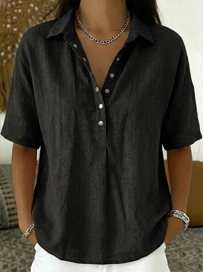 New Arrivals🔥 Women’s Casual Loose Linen Polo Blouse Shirt