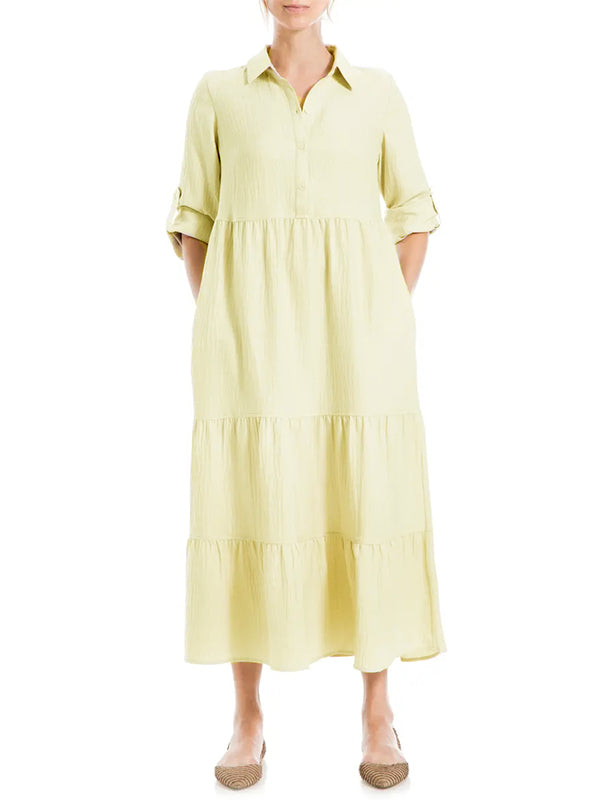 ⏰ LAST DAY SAVE 50% 💥Women's Tiered Long Sleeve Gauze Shirtdress