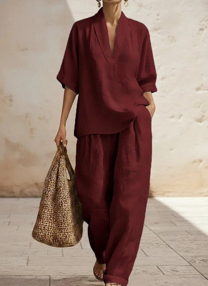 ⏰ LAST DAY SAVE 50% 💥Women's Casual And Cozy Minimalist Linen Two-piece Set
