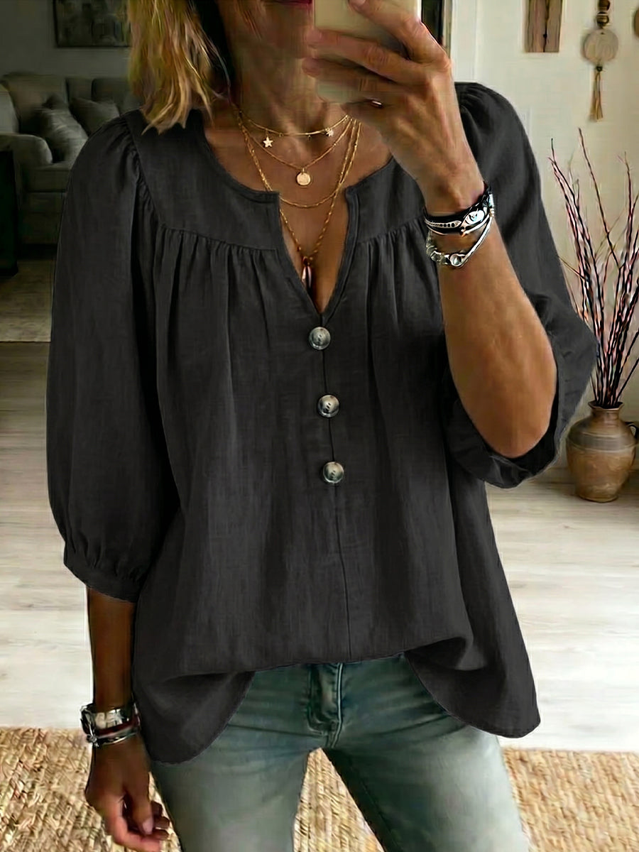 New Arrivals💥Women's Cotton-linen 3/4-sleeve T-shirt