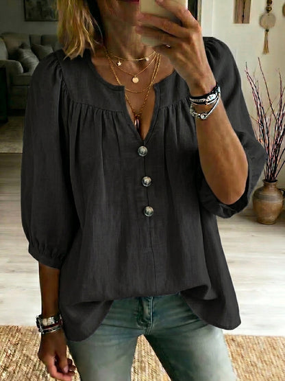 New Arrivals💥Women's Cotton-linen 3/4-sleeve T-shirt
