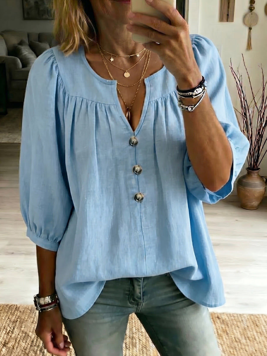 New Arrivals💥Women's Cotton-linen 3/4-sleeve T-shirt