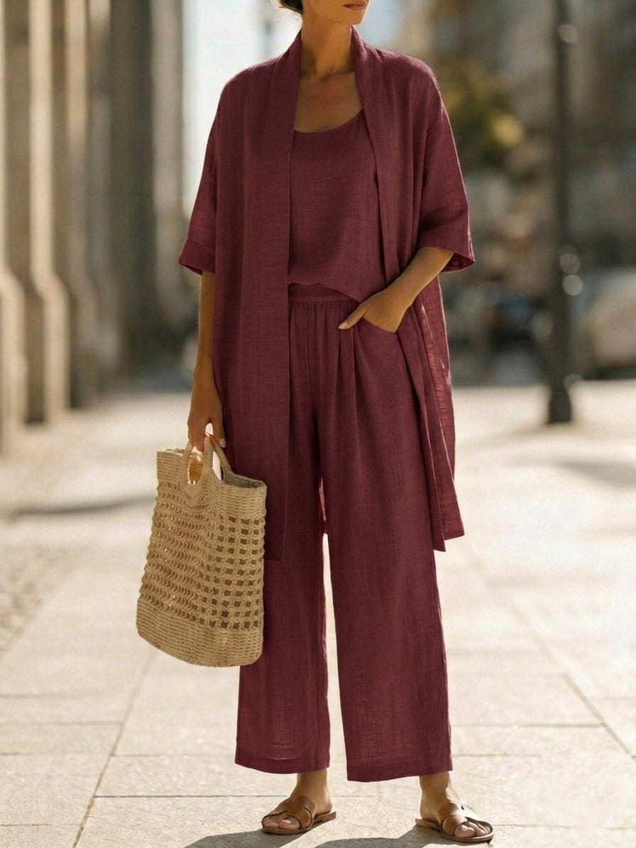 New Arrivals🔥Women's Short-sleeved Casual Open-front Loose Cotton Linen Set