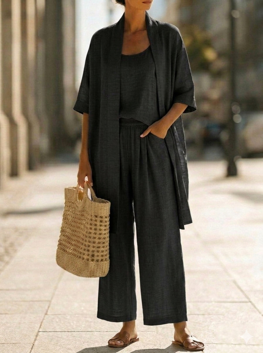 New Arrivals🔥Women's Short-sleeved Casual Open-front Loose Cotton Linen Set