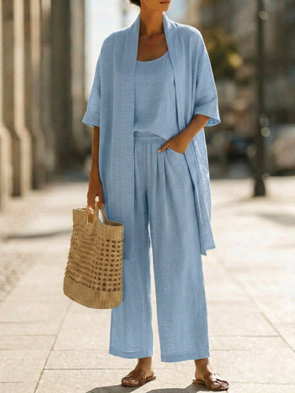 New Arrivals🔥Women's Short-sleeved Casual Open-front Loose Cotton Linen Set